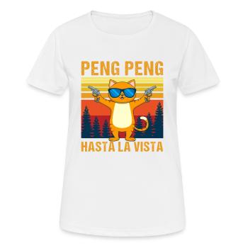 Pistolen Katze Retro Vintages Cooles Katzen - Frauen T-Shirt atmungsaktiv - Weiß - Vorne - AI Model Female 172 dark (172cm)