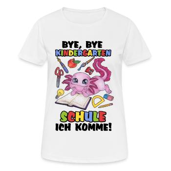 Niedliches Axolotl Kind Einschulung Schulanfang - Frauen T-Shirt atmungsaktiv - Weiß - Vorne - AI Model Female 172 dark (172cm)