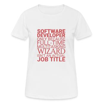 "Software Developer Wizard | Programmierer" - Frauen T-Shirt atmungsaktiv - Weiß - Vorne - AI Model Female 172 dark (172cm)