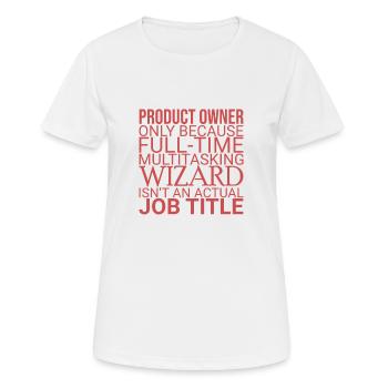 « Product Owner Wizard | » Scrum Master" » - T-shirt respirant Femme - blanc - Devant - AI Model Female 172 dark (172cm)