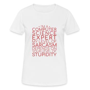 « Sarcasme d’expert en informatique | Informatique » - T-shirt respirant Femme - blanc - Devant - AI Model Female 172 dark (172cm)