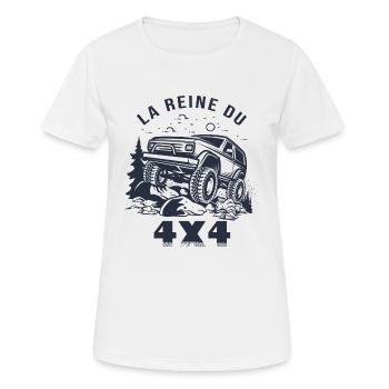 4X4 la reine du 4X4 sport automobile montagne - T-shirt respirant Femme - blanc - Devant - AI Model Female 172 dark (172cm)