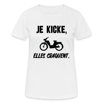 je kicke elles craquent - T-shirt respirant Femme - blanc - Devant - AI Model Female 172 dark (172cm)