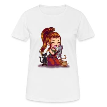 Brigitte and cats - T-shirt respirant Femme - blanc - Devant - AI Model Female 172 dark (172cm)