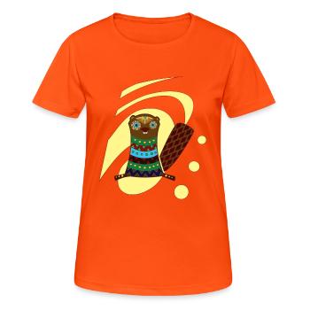 Biber - Frauen T-Shirt atmungsaktiv - Neonorange - Vorne - AI Model Female 172 dark (172cm)