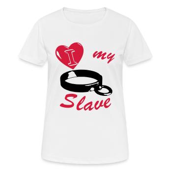 I love my slave - Halsband 2-farbig - Frauen T-Shirt atmungsaktiv - Weiß - Vorne - AI Model Female 172 dark (172cm)