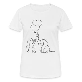 haeschen 2 freunde elefant team paar luftballon he - Frauen T-Shirt atmungsaktiv - Weiß - Vorne - AI Model Female 172 dark (172cm)