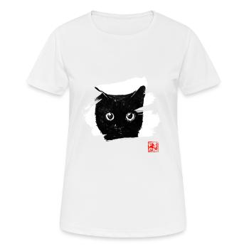 cat face in white - T-shirt respirant Femme - blanc - Devant - AI Model Female 172 dark (172cm)