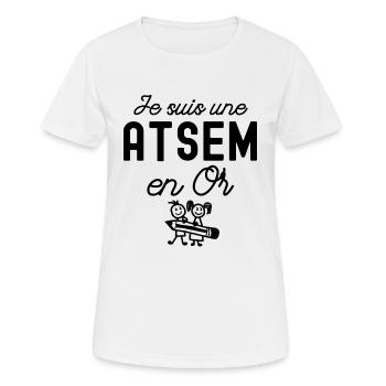 je suis une atsem en or - T-shirt respirant Femme - blanc - Devant - AI Model Female 172 dark (172cm)