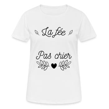 La fée pas chier, humour jeux de mots - T-shirt respirant Femme - blanc - Devant - AI Model Female 172 dark (172cm)