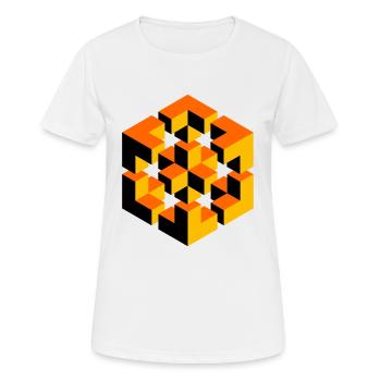 personnage impossible Escher cube magique géométrie - T-shirt respirant Femme - blanc - Devant - AI Model Female 172 dark (172cm)