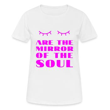 T-Shirt Woodstock Hippie Augen sind alleiniger Spiegel - Frauen T-Shirt atmungsaktiv - Weiß - Vorne - AI Model Female 172 dark (172cm)