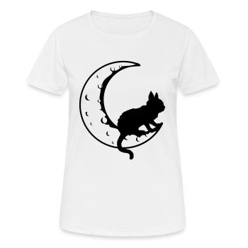 Lune faucille de chat noir - T-shirt respirant Femme - blanc - Devant - AI Model Female 172 dark (172cm)