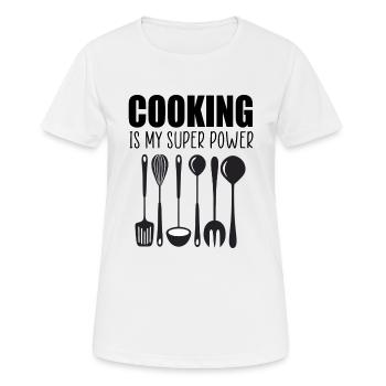 Cuisiner est ma citation drôle de super pouvoir - T-shirt respirant Femme - blanc - Devant - AI Model Female 172 dark (172cm)