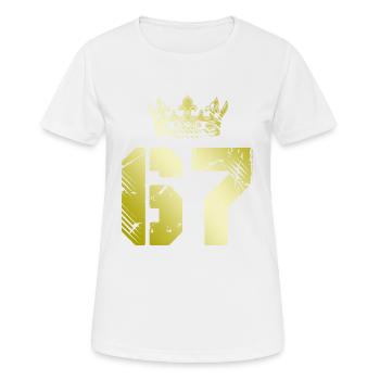 67 Zahl Krone - Frauen T-Shirt atmungsaktiv - Weiß - Vorne - AI Model Female 172 dark (172cm)