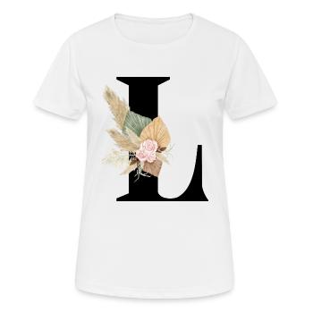 lettre L fleuris - T-shirt respirant Femme - blanc - Devant - AI Model Female 172 dark (172cm)