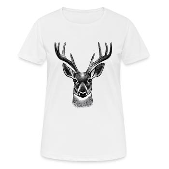 Tête de cerf en automne Bois de cerf Buck Fawn - T-shirt respirant Femme - blanc - Devant - AI Model Female 172 dark (172cm)