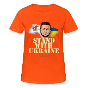 Ukraine Illinois Selenskyj Unterstützer Merch - Frauen T-Shirt atmungsaktiv - Neonorange - Vorne - AI Model Female 172 dark (172cm)