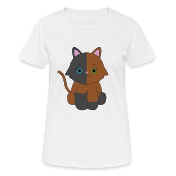 Brown and black cat - Women's Breathable T-Shirt - white - Front - AI Model Female 172 dark (172cm)