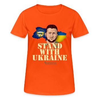 Ukraine US-Bundesstaat Nebraska Selenskyj - Frauen T-Shirt atmungsaktiv - Neonorange - Vorne - AI Model Female 172 dark (172cm)