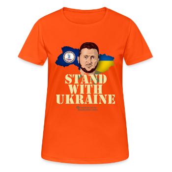 Ukraine Virginia Flaggen Selenskyj - Frauen T-Shirt atmungsaktiv - Neonorange - Vorne - AI Model Female 172 dark (172cm)