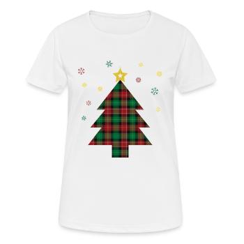 Imprimé à carreaux Sapin de Noël - T-shirt respirant Femme - blanc - Devant - AI Model Female 172 dark (172cm)
