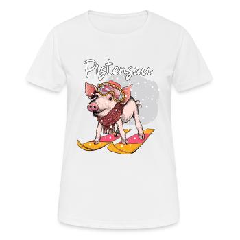 Pistensau Apres Ski Urlaub Geschenk - Frauen T-Shirt atmungsaktiv - Weiß - Vorne - AI Model Female 172 dark (172cm)
