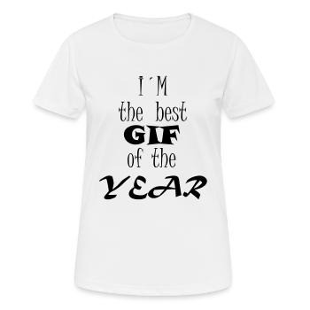 GIF of the year - Schriftzug - Frauen T-Shirt atmungsaktiv - Weiß - Vorne - AI Model Female 172 dark (172cm)