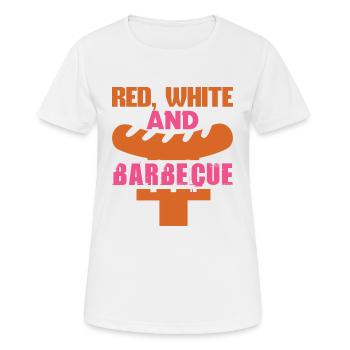 ROT-WEISSER GRILL LUSTIG - Frauen T-Shirt atmungsaktiv - Weiß - Vorne - AI Model Female 172 dark (172cm)