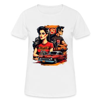 VALEEWEAR - Ein brutales Paar im Retro-Stil - Frauen T-Shirt atmungsaktiv - Weiß - Vorne - AI Model Female 172 dark (172cm)