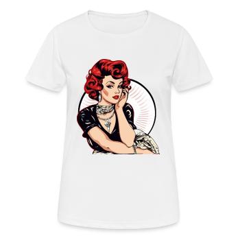 Pin up des années 60 - T-shirt respirant Femme - blanc - Devant - AI Model Female 172 dark (172cm)