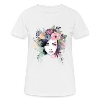 Woman with flowers - Women's Breathable T-Shirt - white - Front - AI Model Female 172 dark (172cm)