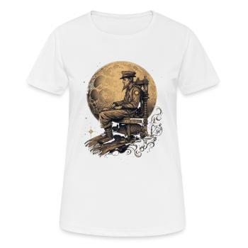 Steampunk in Stuhl Sternenreise goldener Mond - Frauen T-Shirt atmungsaktiv - Weiß - Vorne - AI Model Female 172 dark (172cm)