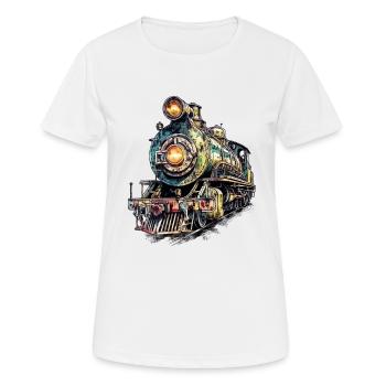 Eine Dampflok weckt Kindheitserinnerungen - Frauen T-Shirt atmungsaktiv - Weiß - Vorne - AI Model Female 172 dark (172cm)