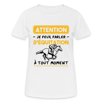 Ich kann jederzeit über das Reiten sprechen - Frauen T-Shirt atmungsaktiv - Weiß - Vorne - AI Model Female 172 dark (172cm)
