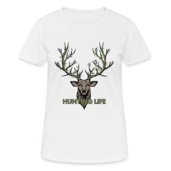 Hunting Elch mit Geweih - Frauen T-Shirt atmungsaktiv - Weiß - Vorne - AI Model Female 172 dark (172cm)