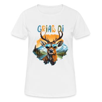 Griaß di Hirsch for the village festival Tracht Dorfkind - Women's Breathable T-Shirt - white - Front - AI Model Female 172 dark (172cm)