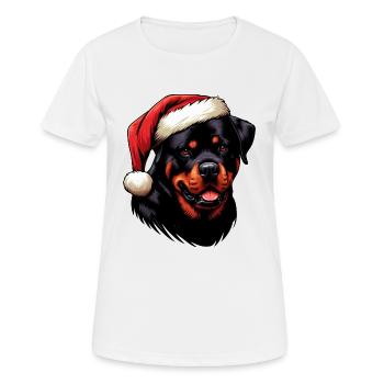 Rottweiler As Santa Claus - Women's Breathable T-Shirt - white - Front - AI Model Female 172 dark (172cm)