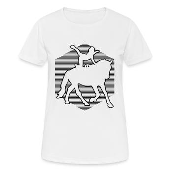 Akrobatik auf dem Pferderücken Reitkunst - Frauen T-Shirt atmungsaktiv - Weiß - Vorne - AI Model Female 172 dark (172cm)