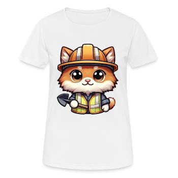 Cute Cat Construction Worker - Frauen T-Shirt atmungsaktiv - Weiß - Vorne - AI Model Female 172 dark (172cm)