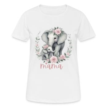 Mama Heart Floral Wreath Elephant Baby Shower - Frauen T-Shirt atmungsaktiv - Weiß - Vorne - AI Model Female 172 dark (172cm)