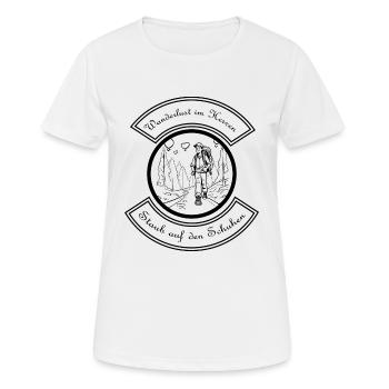 Wanderlust im Herzen, Staub auf den Schuhen - Frauen T-Shirt atmungsaktiv - Weiß - Vorne - AI Model Female 172 dark (172cm)