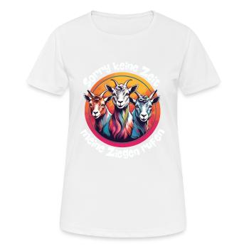 Keine Zeit die Ziegen rufen lustiger Ziegenspruch - Frauen T-Shirt atmungsaktiv - Weiß - Vorne - AI Model Female 172 dark (172cm)