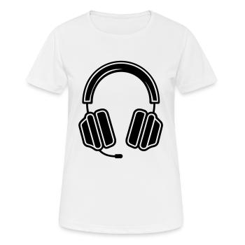Gaming-Headset - Frauen T-Shirt atmungsaktiv - Weiß - Vorne - AI Model Female 172 dark (172cm)