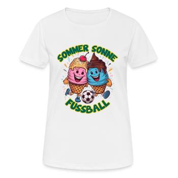 Soleil d’été Soccer Rire Coups de pied Cornets de crème glacée - T-shirt respirant Femme - blanc - Devant - AI Model Female 172 dark (172cm)