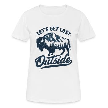 Let's Get Lost Outside - Nature Adventure Buffalo - Women's Breathable T-Shirt - white - Front - AI Model Female 172 dark (172cm)