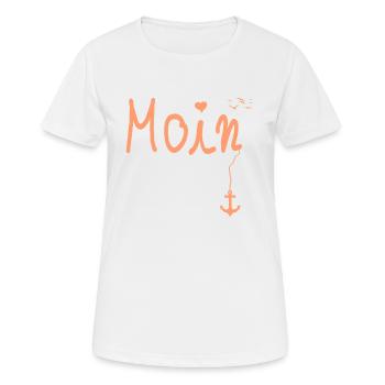 Moin Begruessung Moin mit Moewe in Orange - Frauen T-Shirt atmungsaktiv - Weiß - Vorne - AI Model Female 172 dark (172cm)