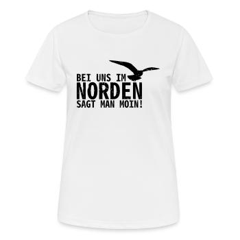 Bei uns im Norden - Frauen T-Shirt atmungsaktiv - Weiß - Vorne - AI Model Female 172 dark (172cm)