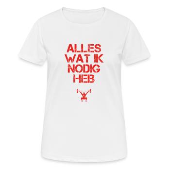 presentje wat ik nodig cross fitness - Frauen T-Shirt atmungsaktiv - Weiß - Vorne - AI Model Female 172 dark (172cm)