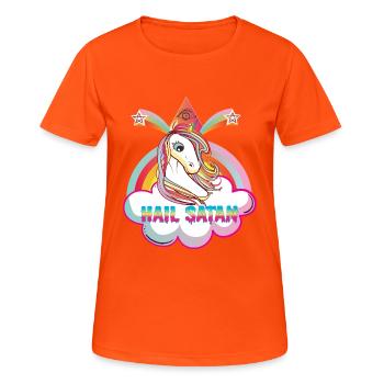 HAIL SATAN! - Women's Breathable T-Shirt - neon orange - Front - AI Model Female 172 dark (172cm)